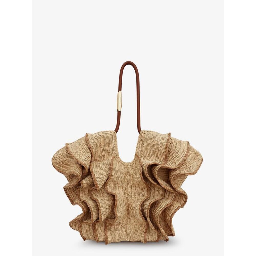 Zimmermann Women Goldentime Raffia Shoulder Bag With Ruffles